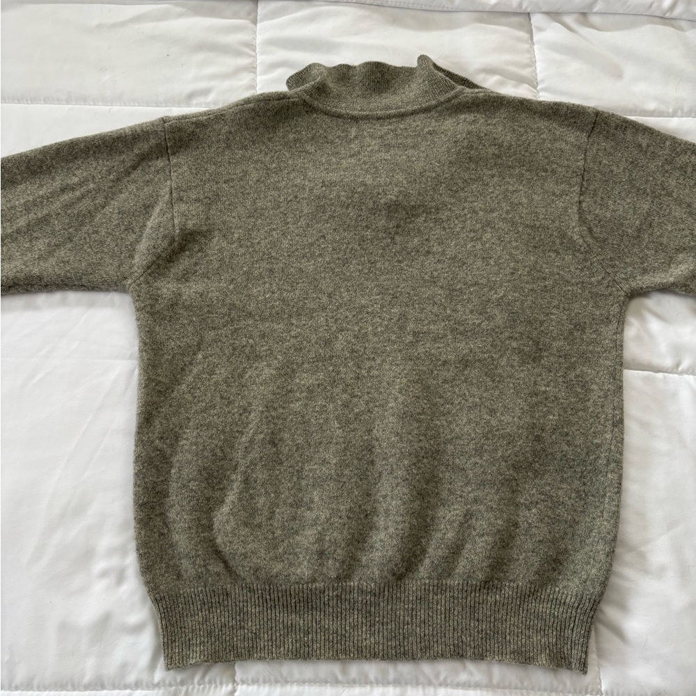 70s True Vintage 100% Lambswool Sears Roebuck and Co Light Gray Collared Sweater - Picture 10 of 12